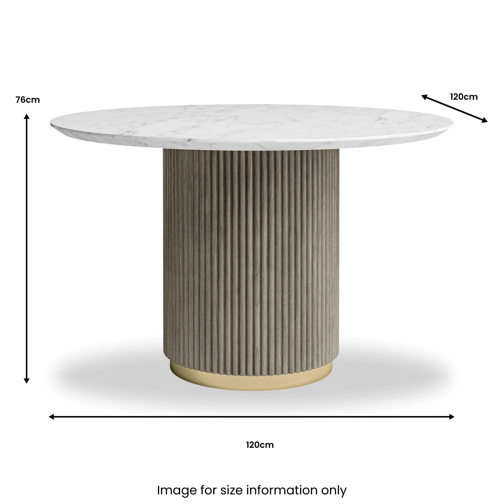 Amelie Grey 120cm Fluted Round Dining Table - Image 6
