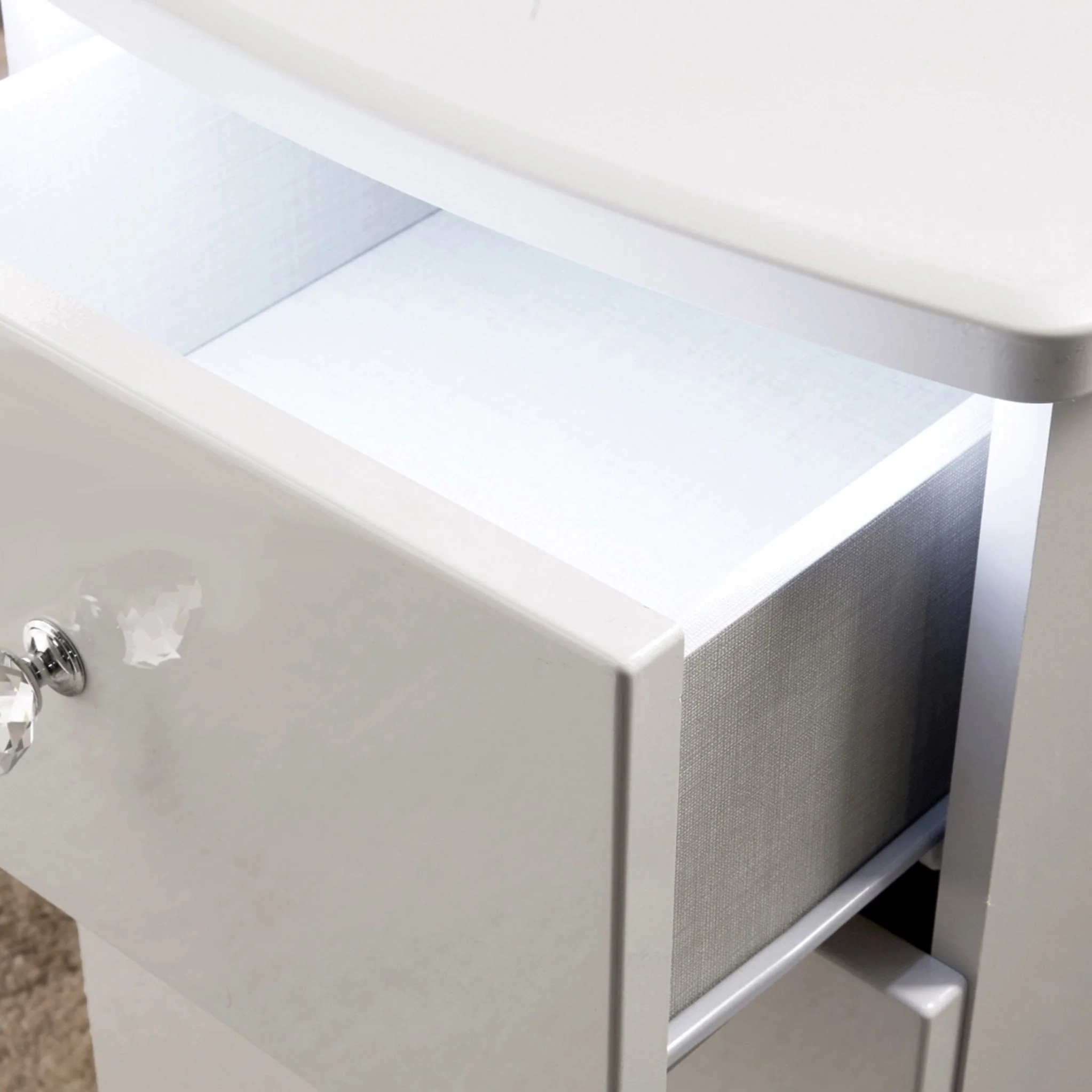 Aria White Gloss LED Lighting 3 Drawer Bedside Cabinet - Image 5
