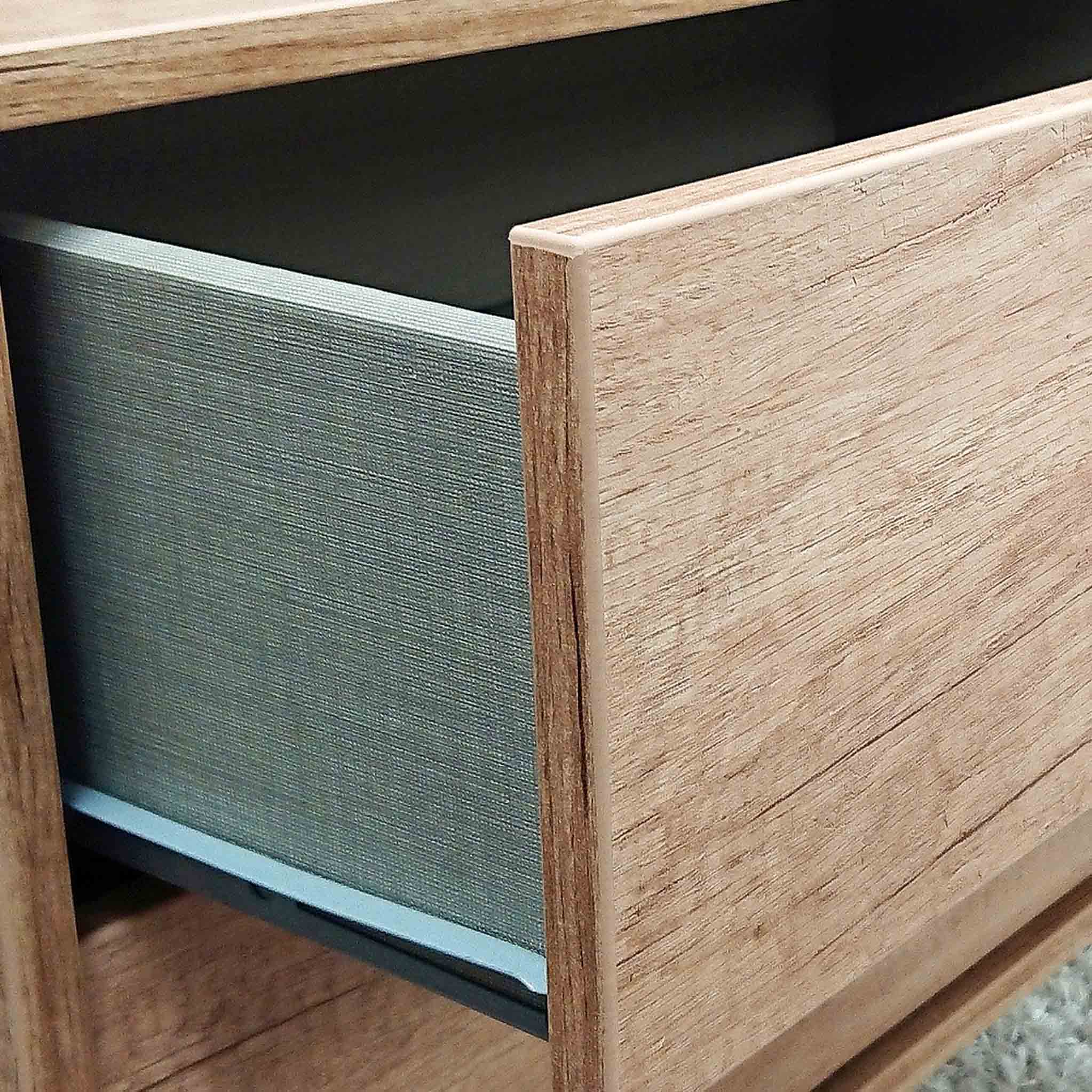 Asher Light Oak 1 Drawer Coffee Table with Black Legs - Image 4