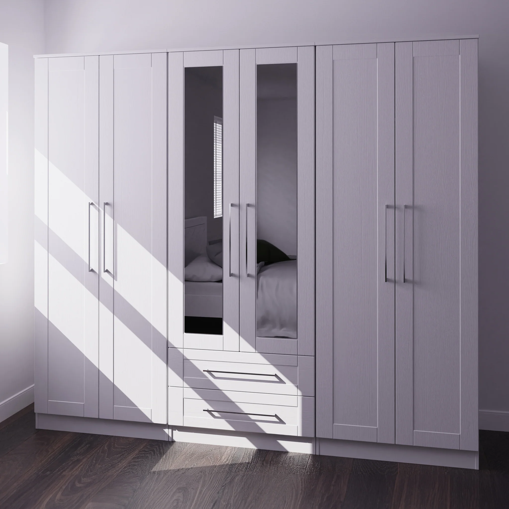 Bellamy Tall 6 Door 2 Drawer with Mirrors Wardrobe - Image 16
