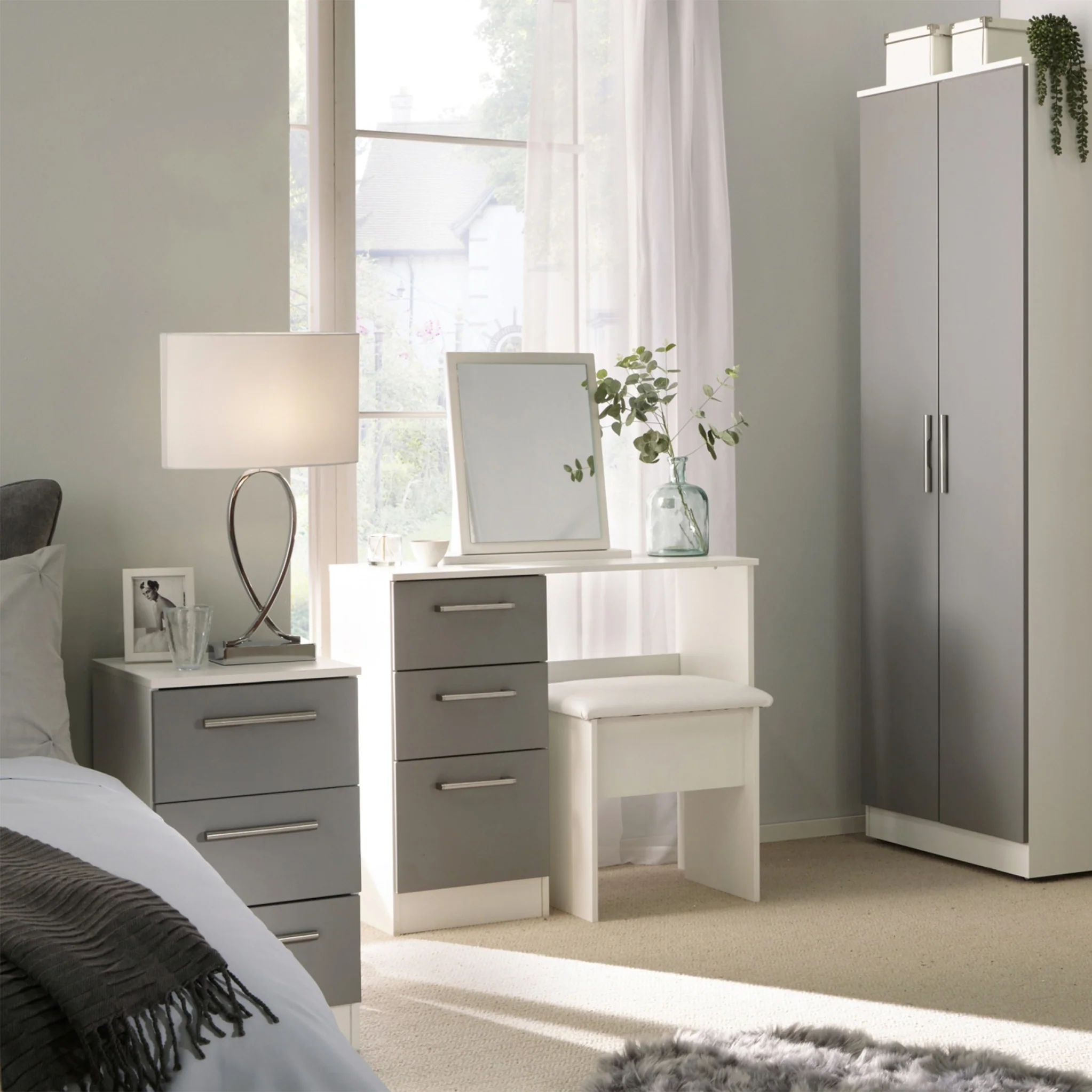 Blakely Grey and White 3 Drawer Dressing Table - Image 2