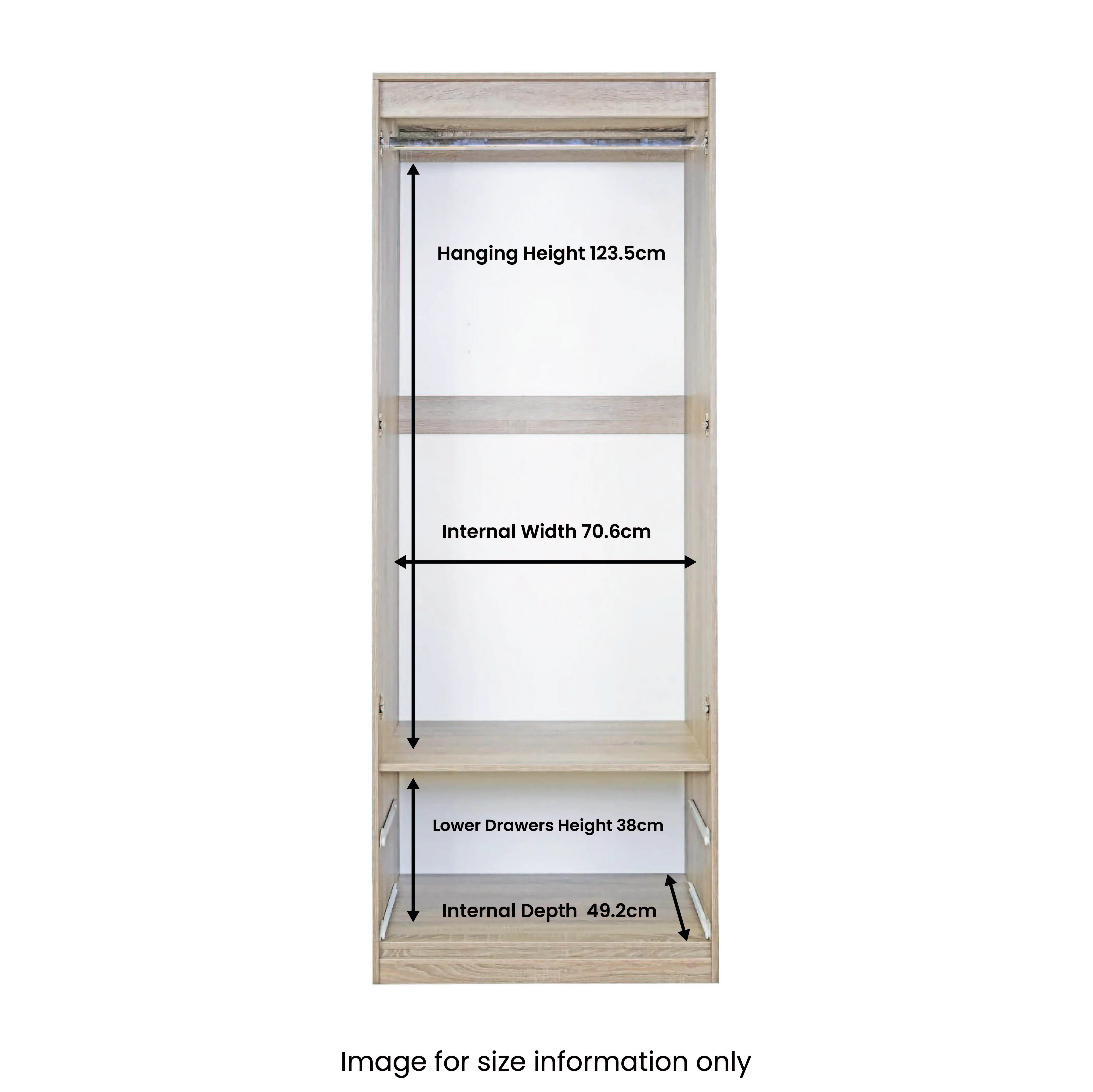 Blakely White & Light Oak 2 Door 2 Drawer Wardrobe - Image 7