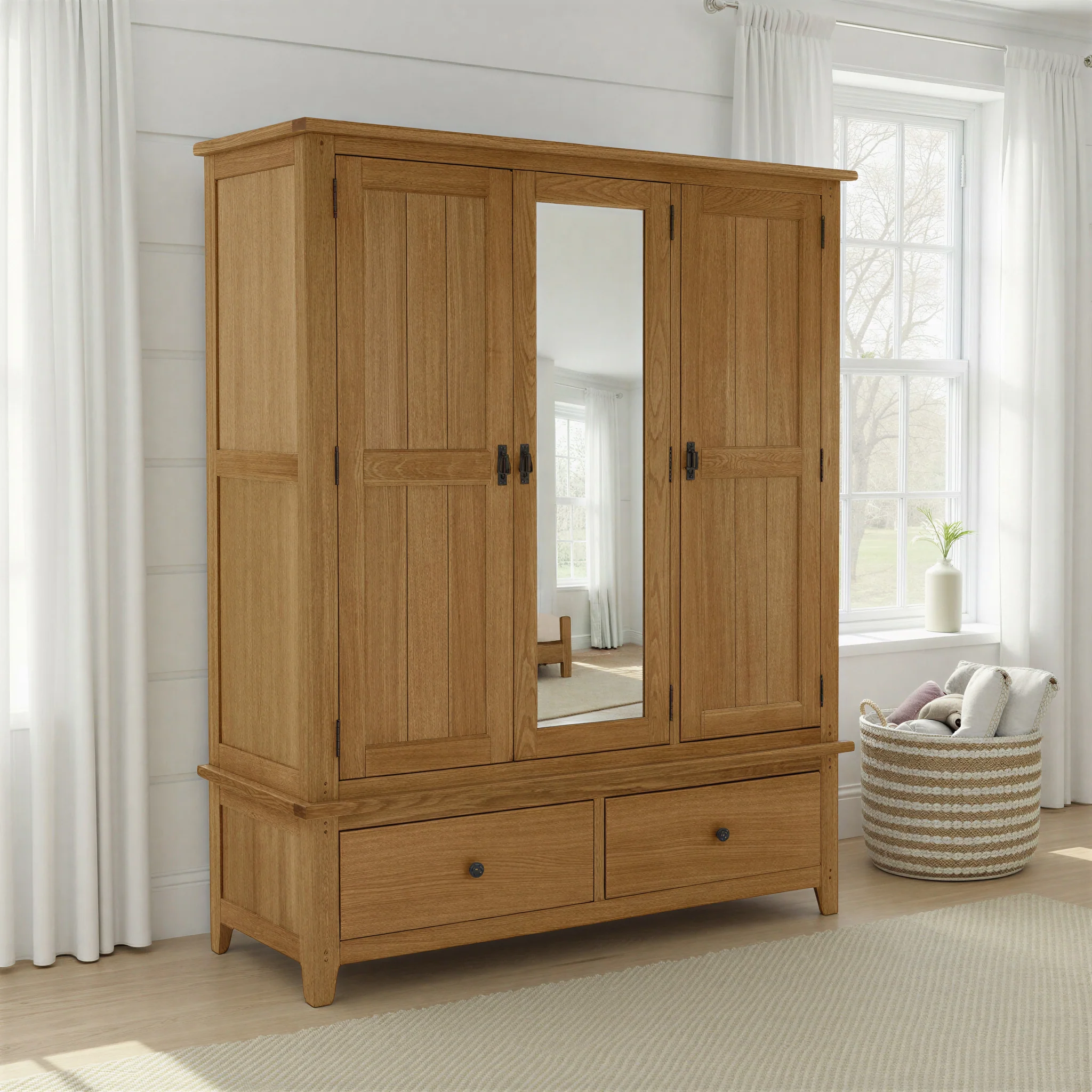 Broadway Oak Triple Wardrobe - Image 2