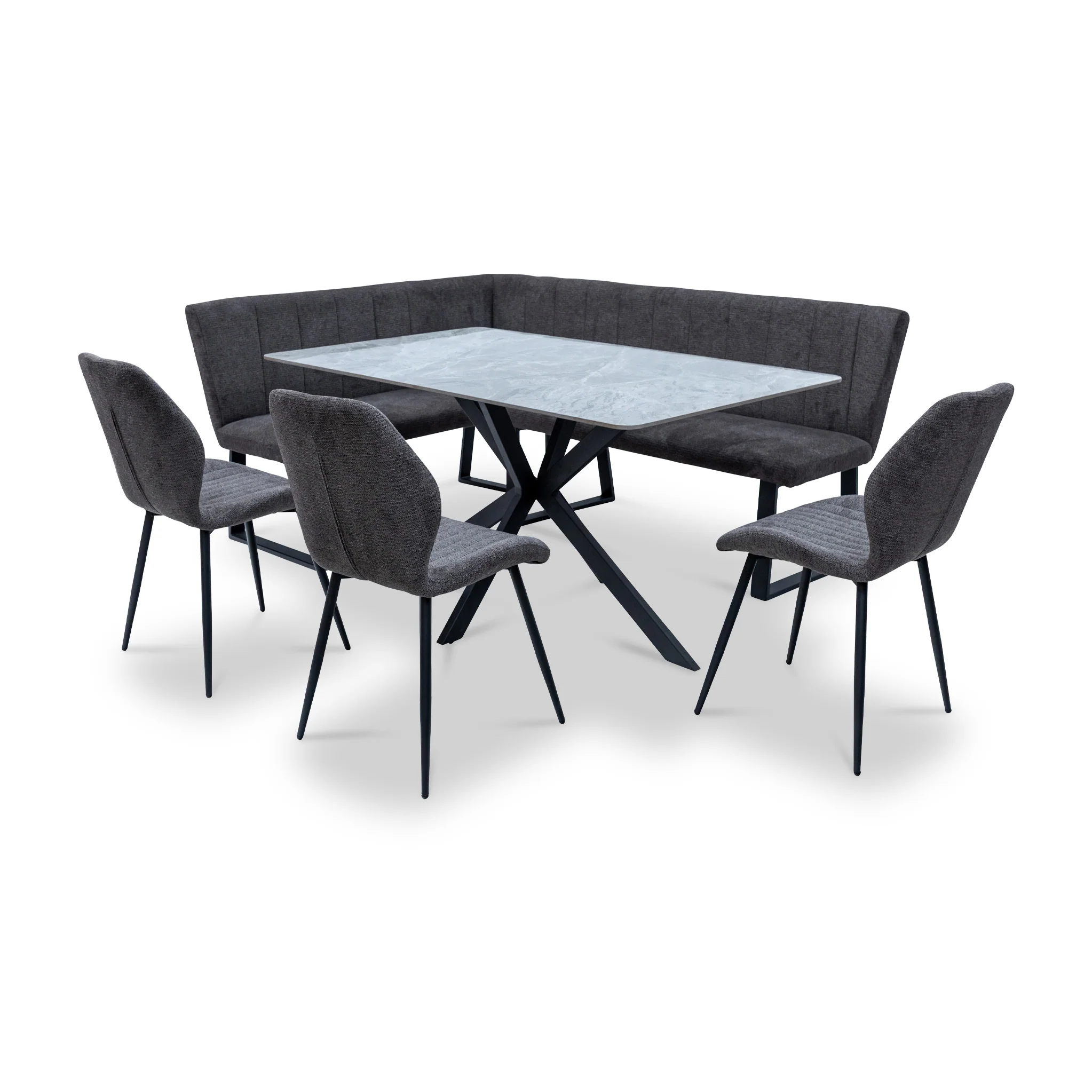 Camber Textured Fabric Corner Dining Bench - Image 3