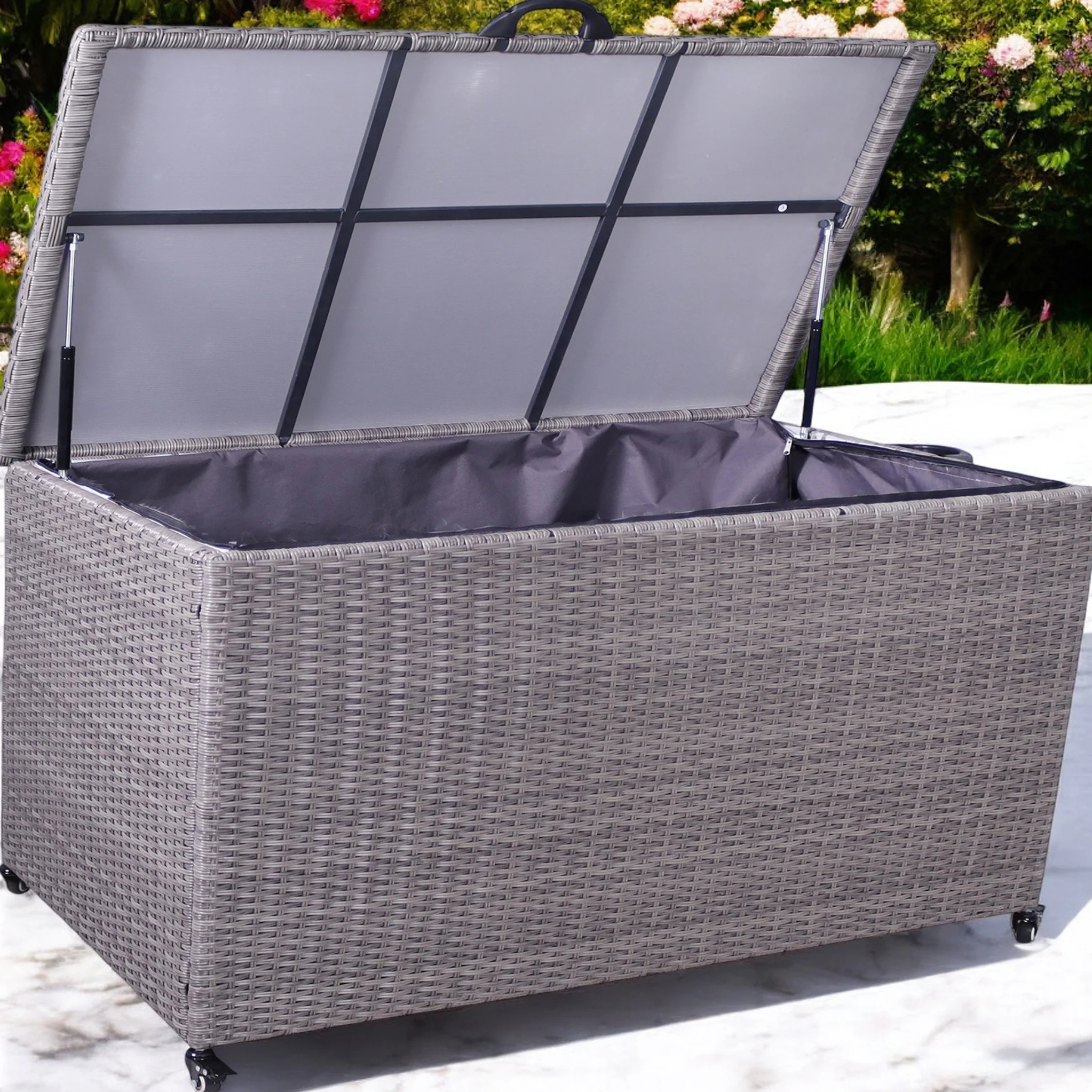 Charcoal Weave 826L Cushion Storage Box with Gas Lift - Image 4