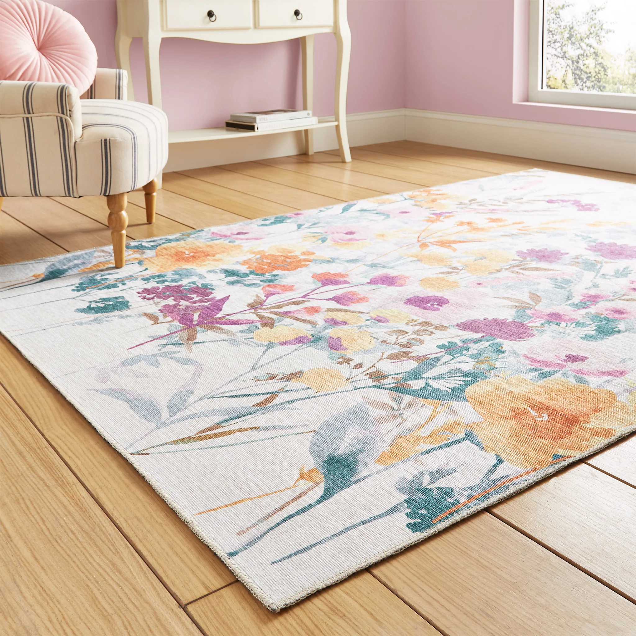 Country Floral Washable Rug - Image 2