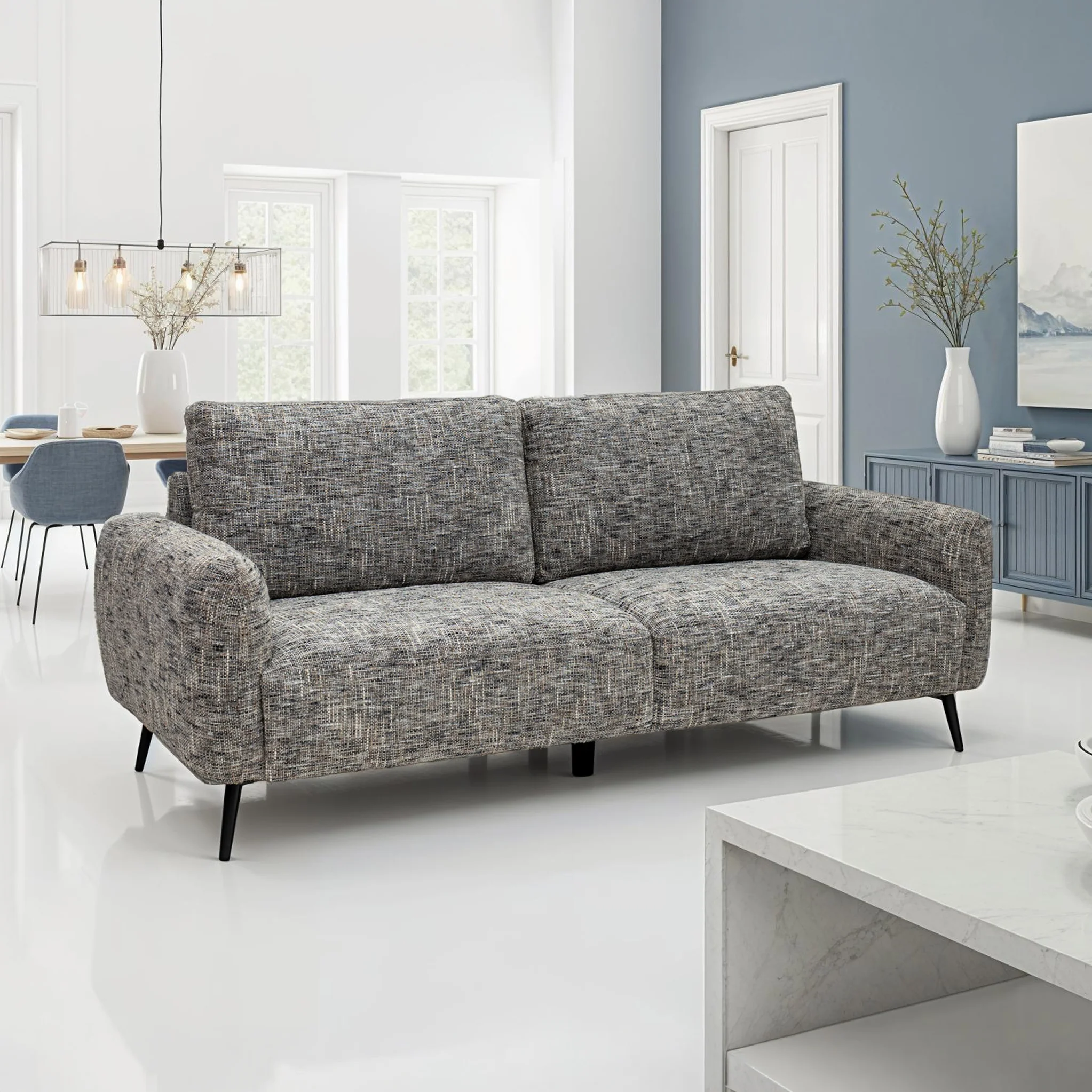 Delphine Multi-tonal Fabric 3 Seater Sofa - Image 2