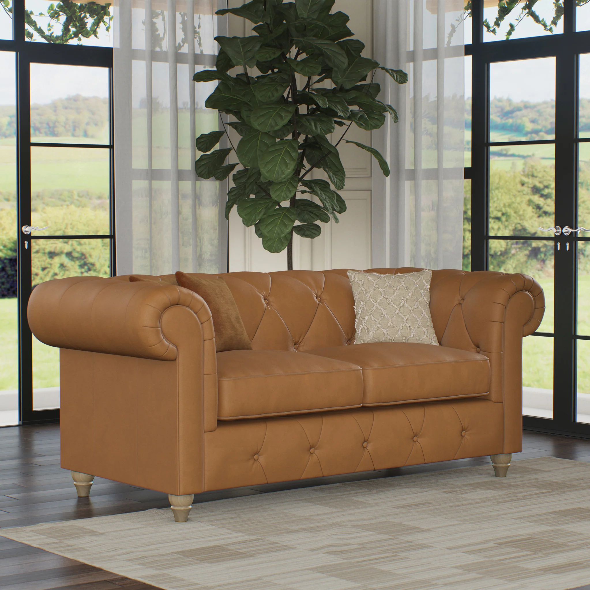Everett Leather 2 Seater Sofa - Image 57