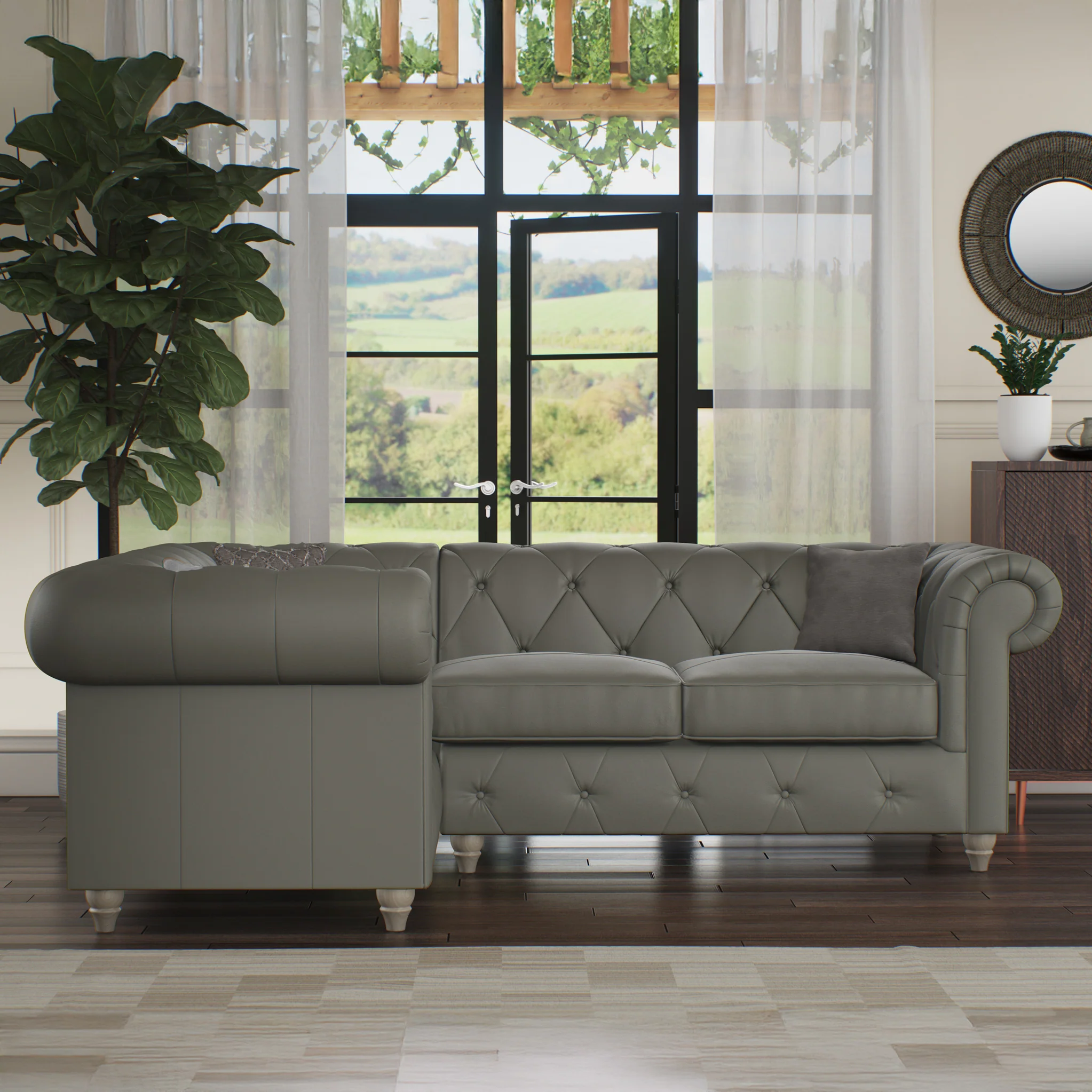 Everett Leather Corner Sofa - Image 33