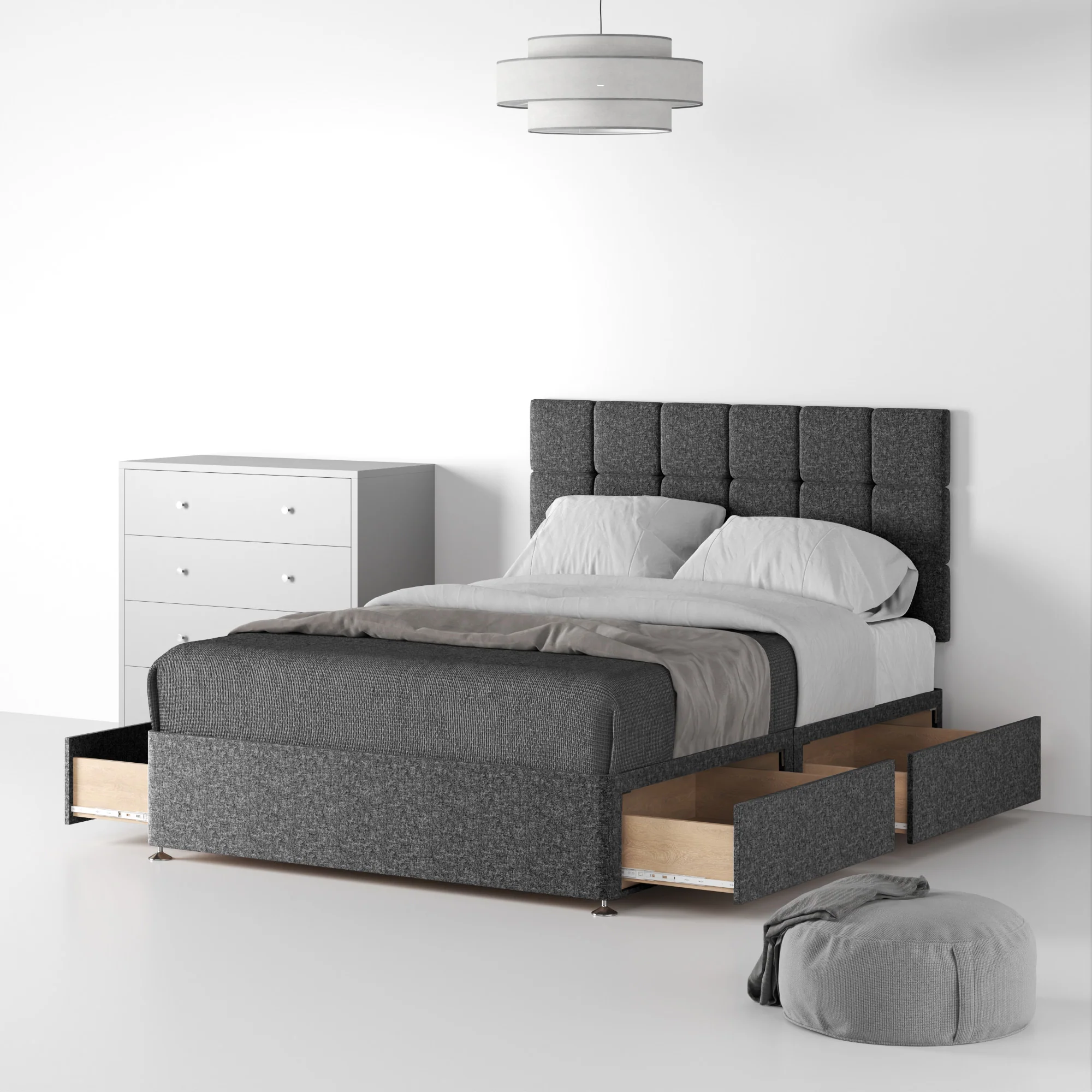 Farrow Cube Linen Divan Bed and Headboard - Image 29