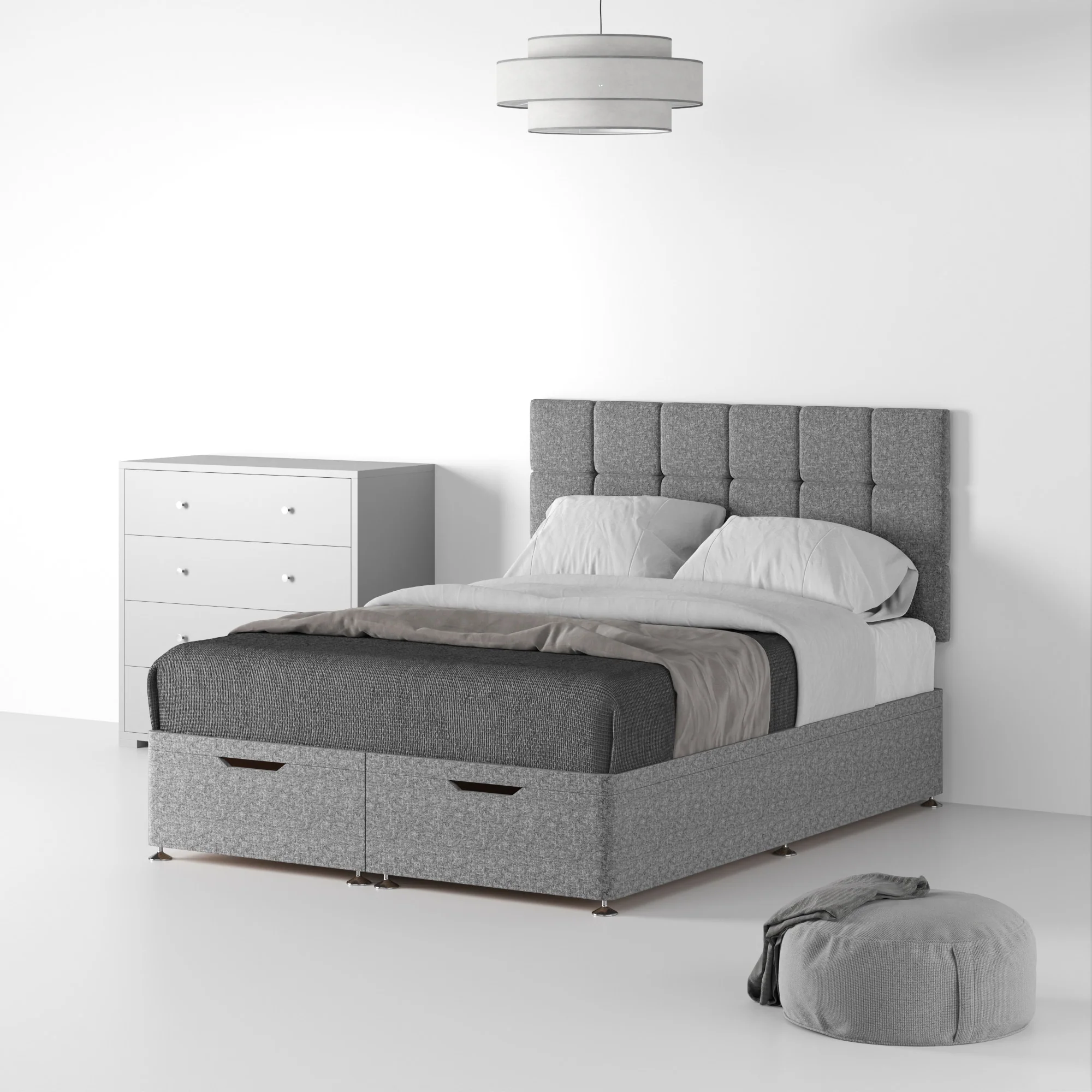 Farrow Cube Linen Ottoman Divan Bed and Headboard - Image 14