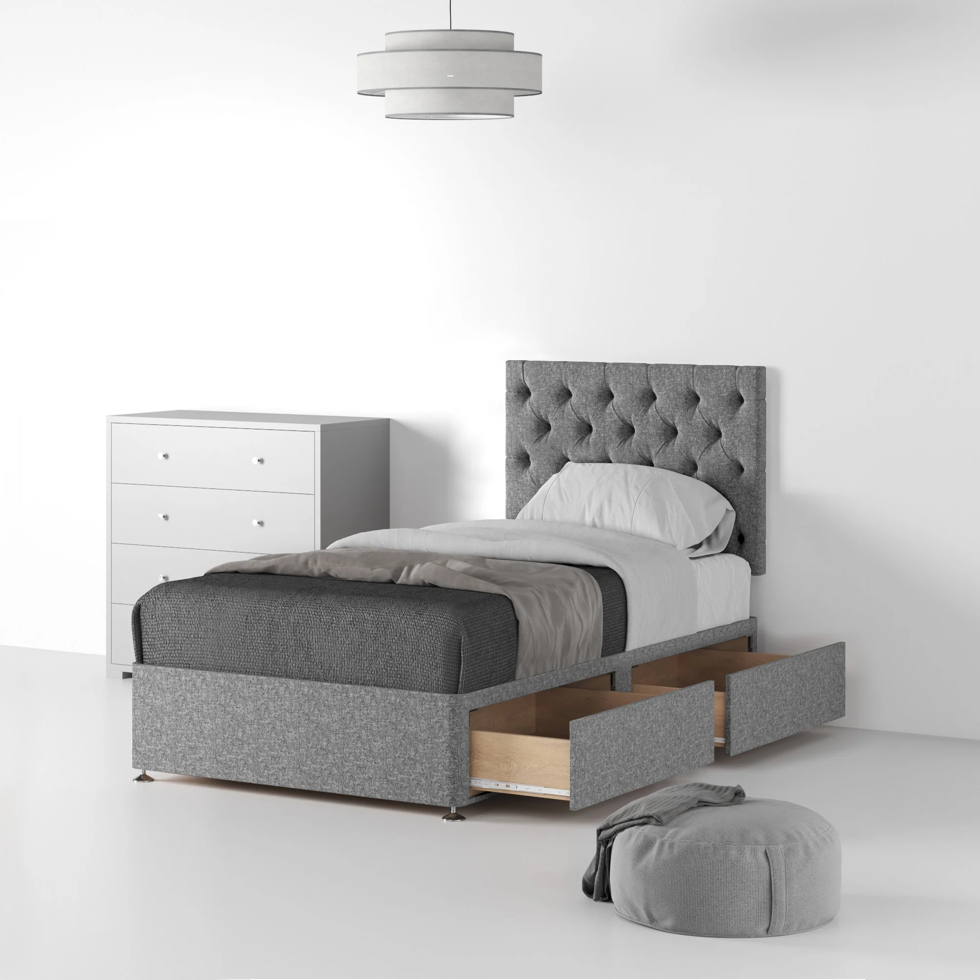 Farrow Diamond Linen Divan Bed and Headboard - Image 21