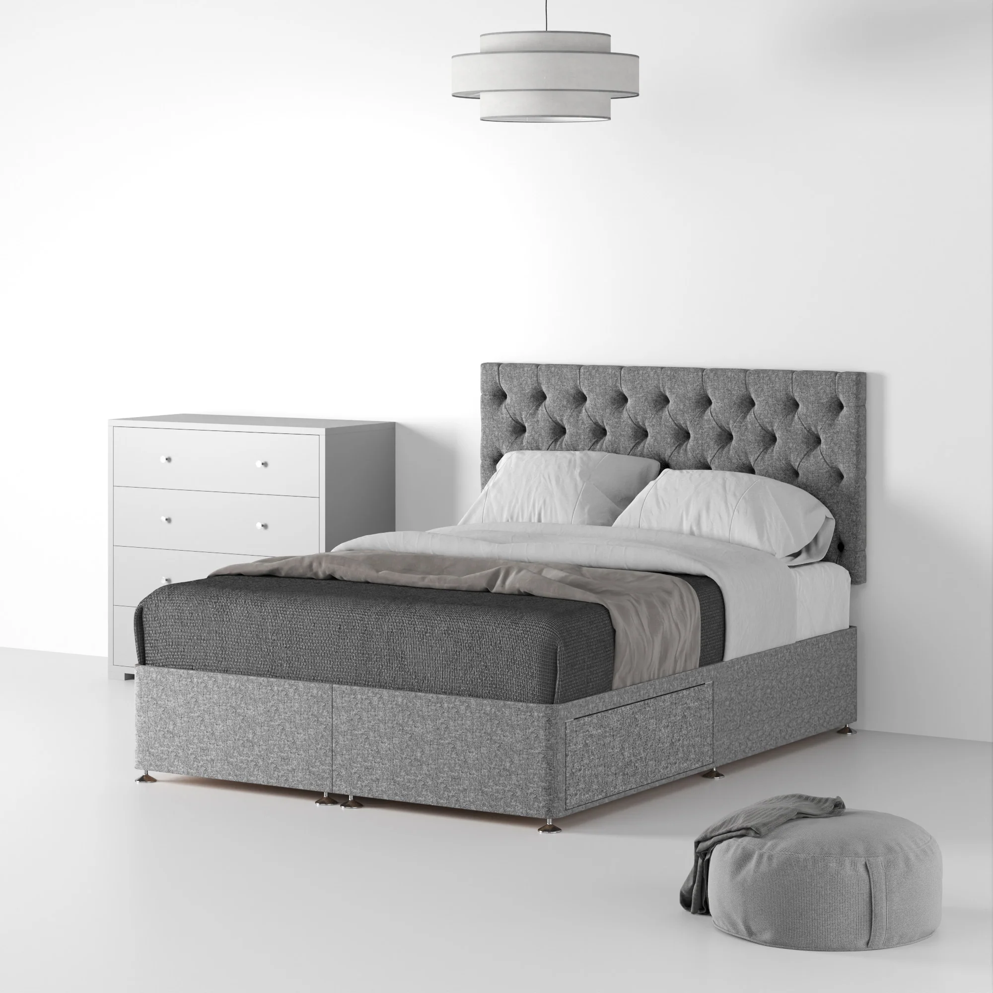 Farrow Diamond Linen Divan Bed and Headboard - Image 26
