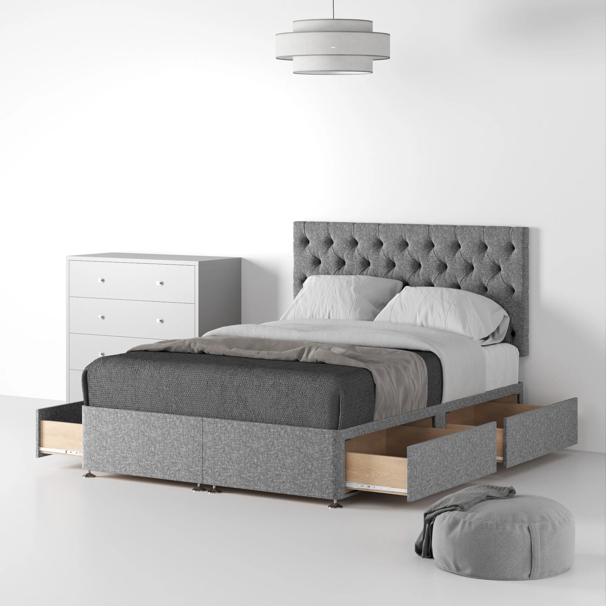 Farrow Diamond Linen Divan Bed and Headboard - Image 39