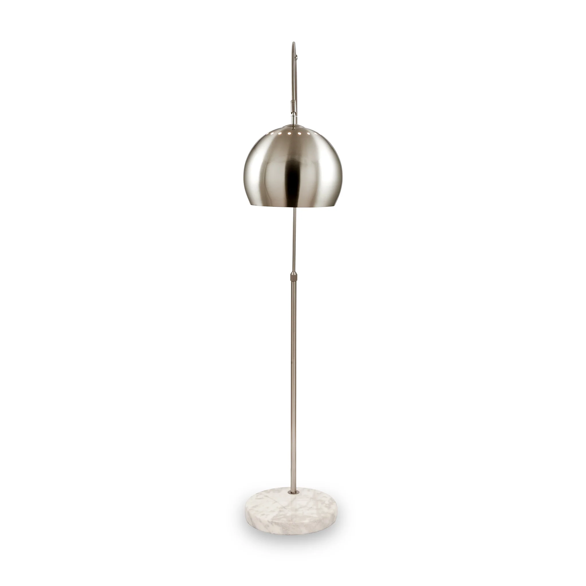 Feliciani Brushed Silver Metal and White Marble Floor Lamp - Image 8