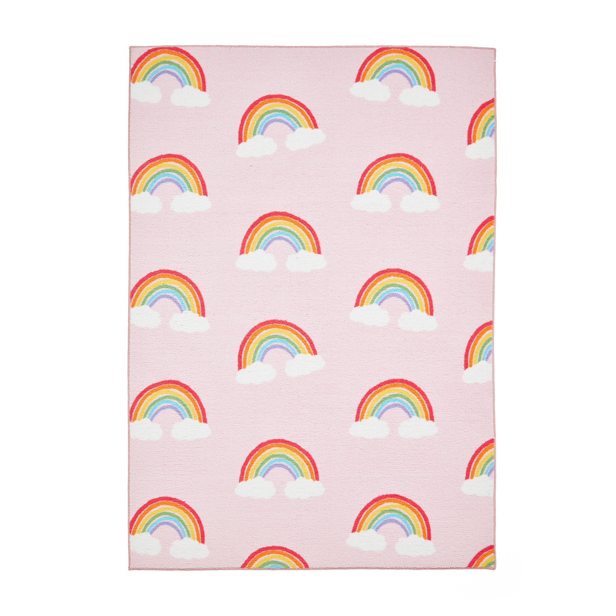 Kids Rainbow Hearts Washable Rug