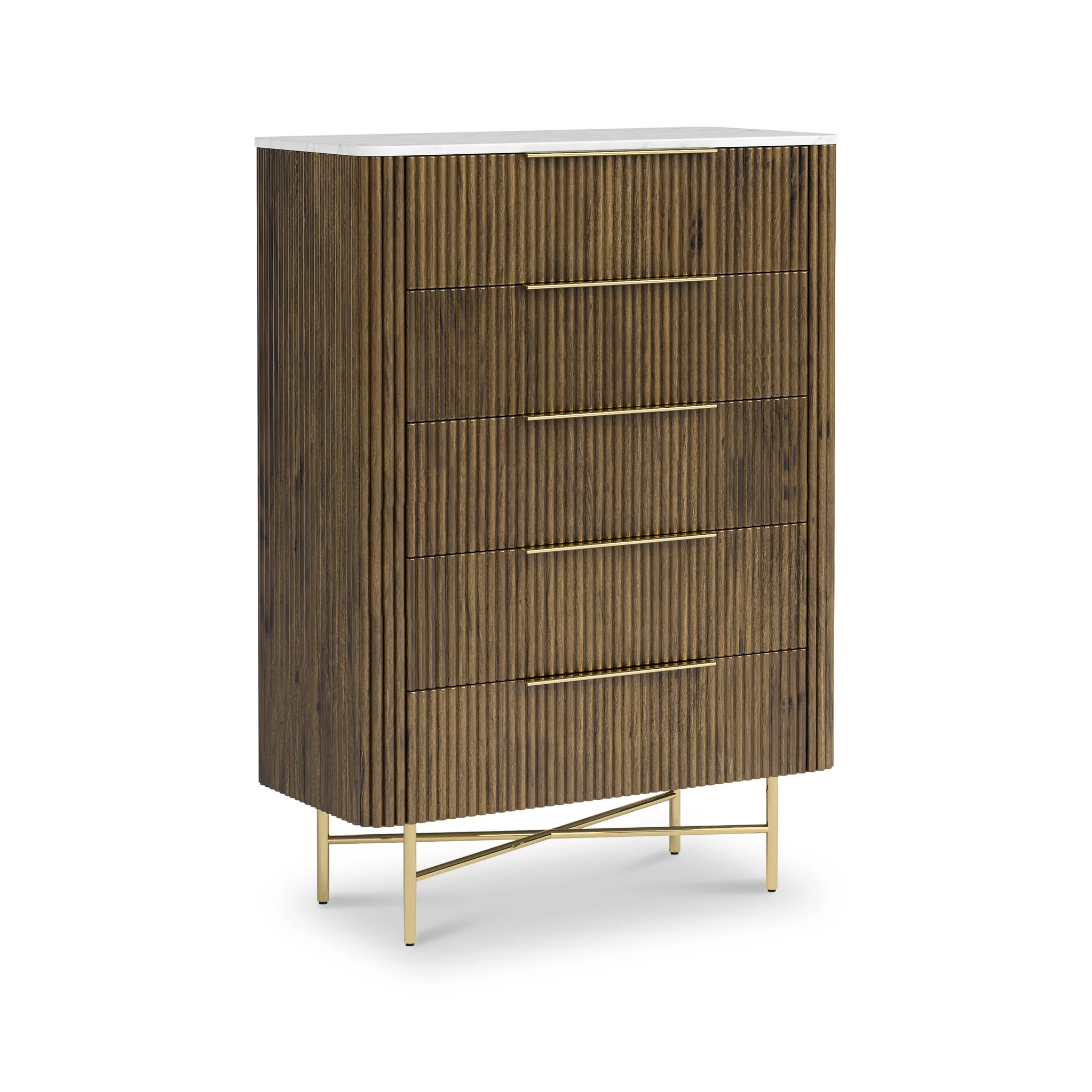 Milo Mango & Marble 5 Drawer Chest - Image 3