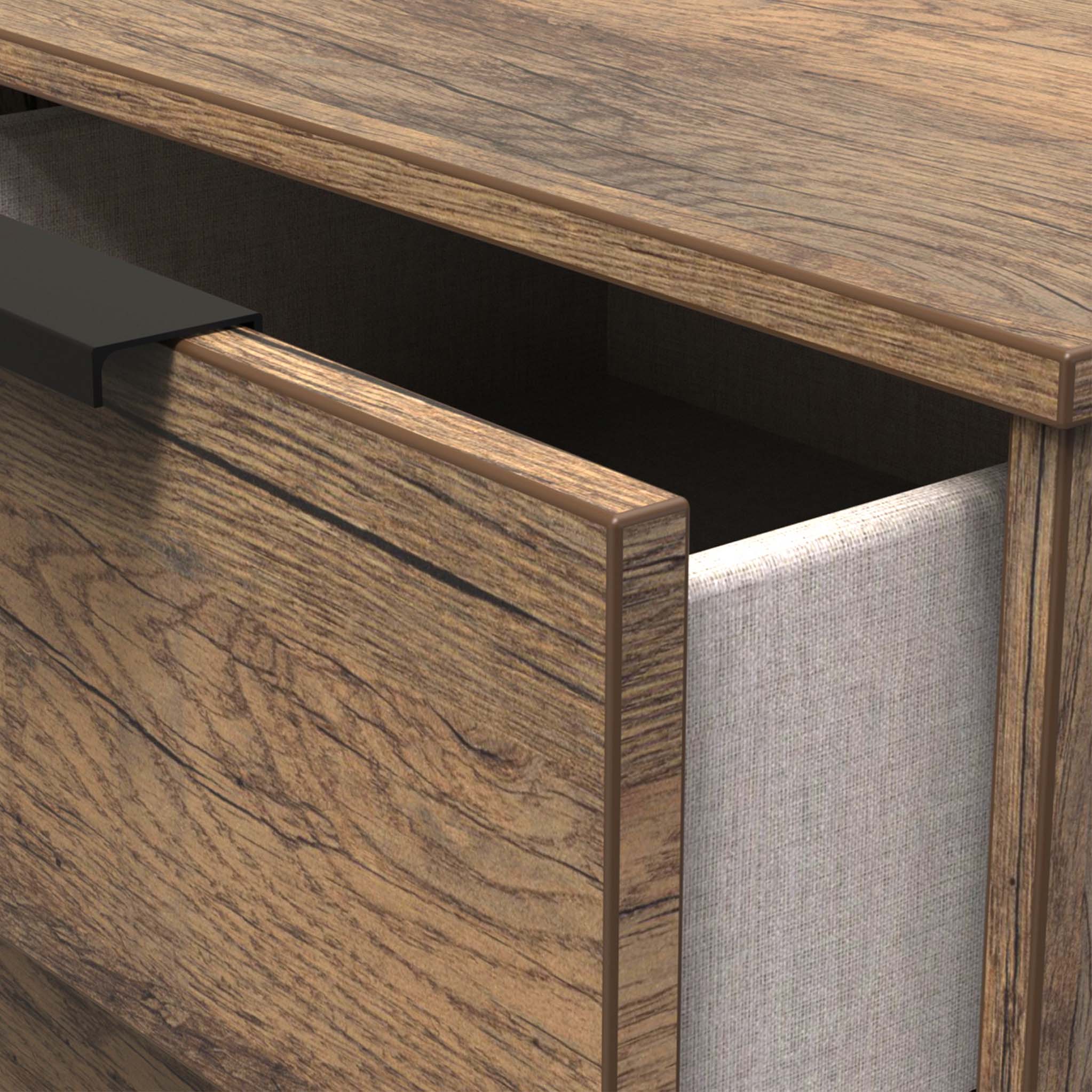 Moreno Rustic Oak 2 Door 1 Drawer Wide TV Unit - Image 7