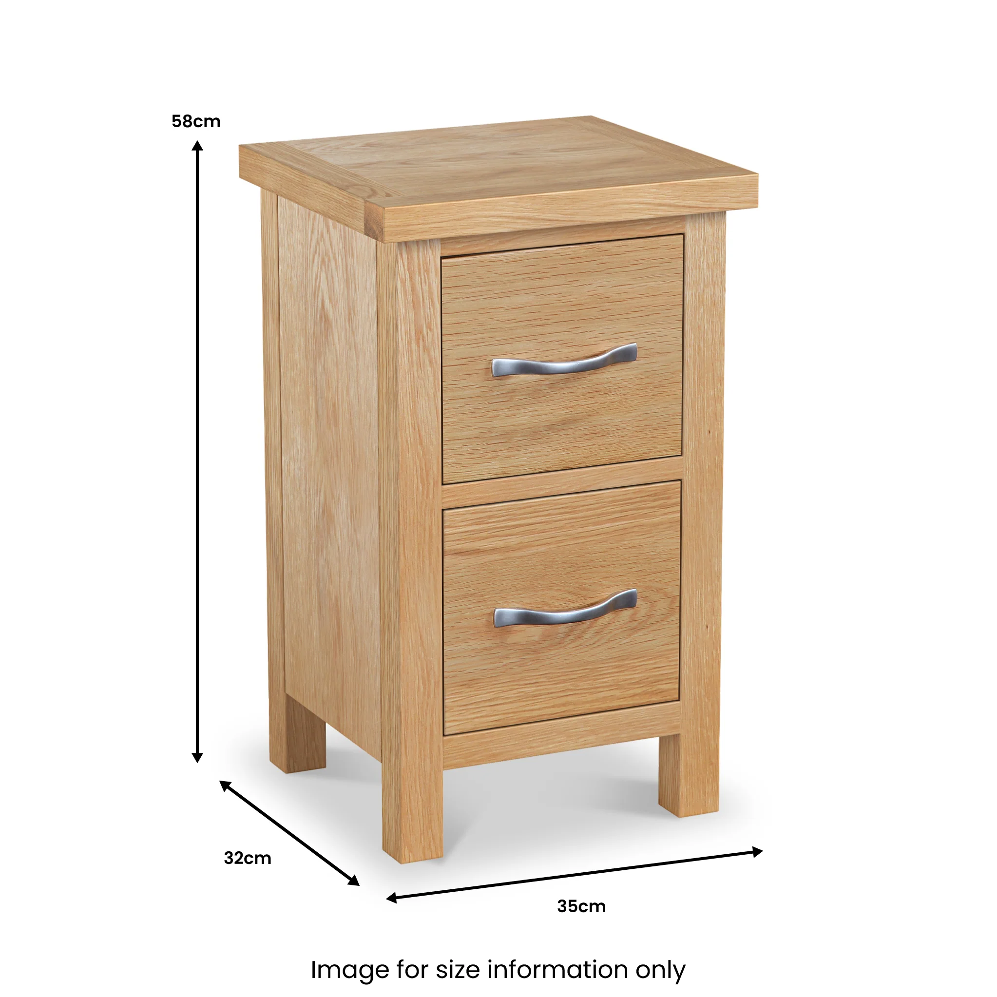 Newlyn Oak 2 Drawer Slim Bedside Table - Image 2