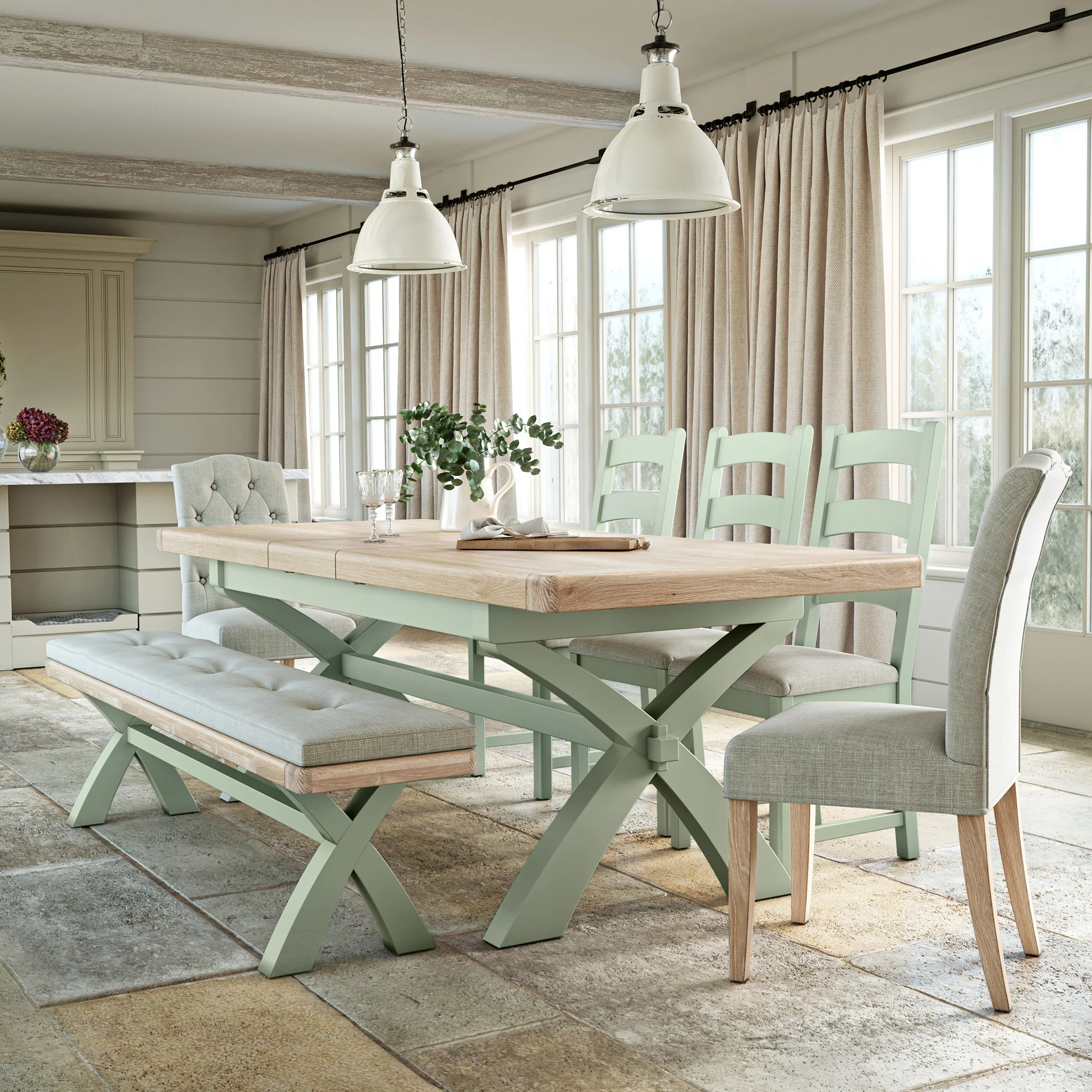 Penzance Cross Leg Extending Dining Table - Image 4