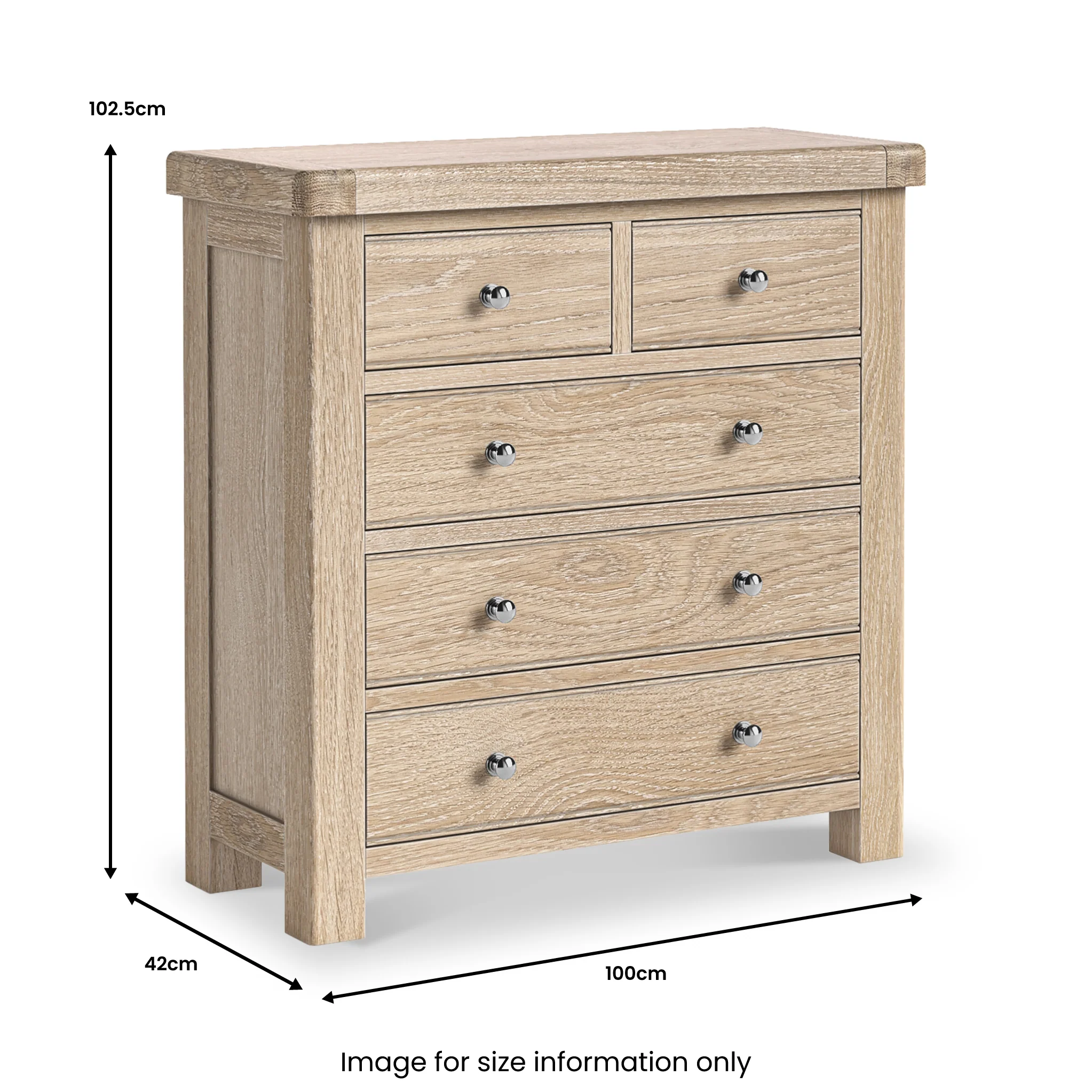 Portland Washed Oak 2 Over 3 Chest - Image 5