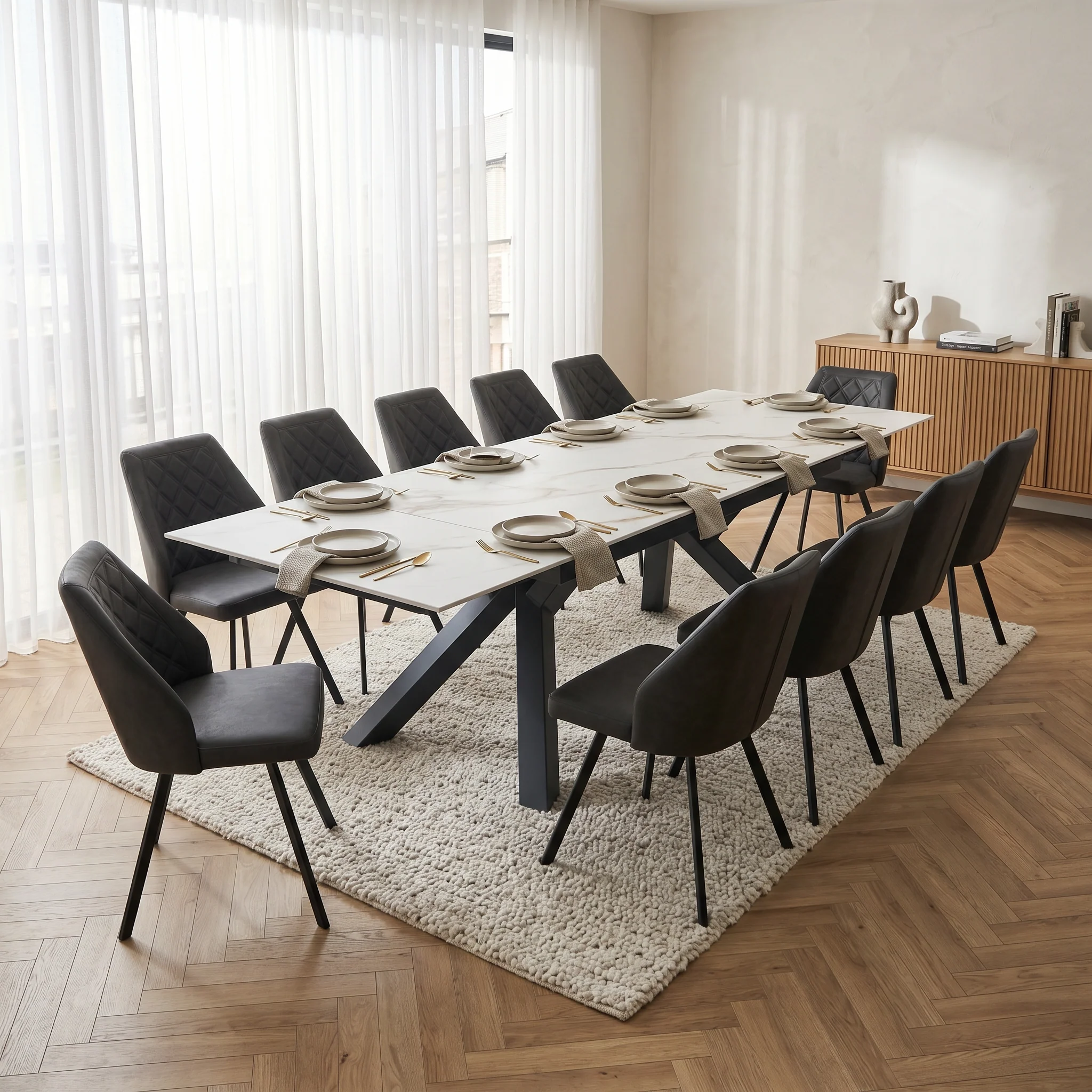 Salma 180-280cm Extending Ceramic Dining Table - Image 2