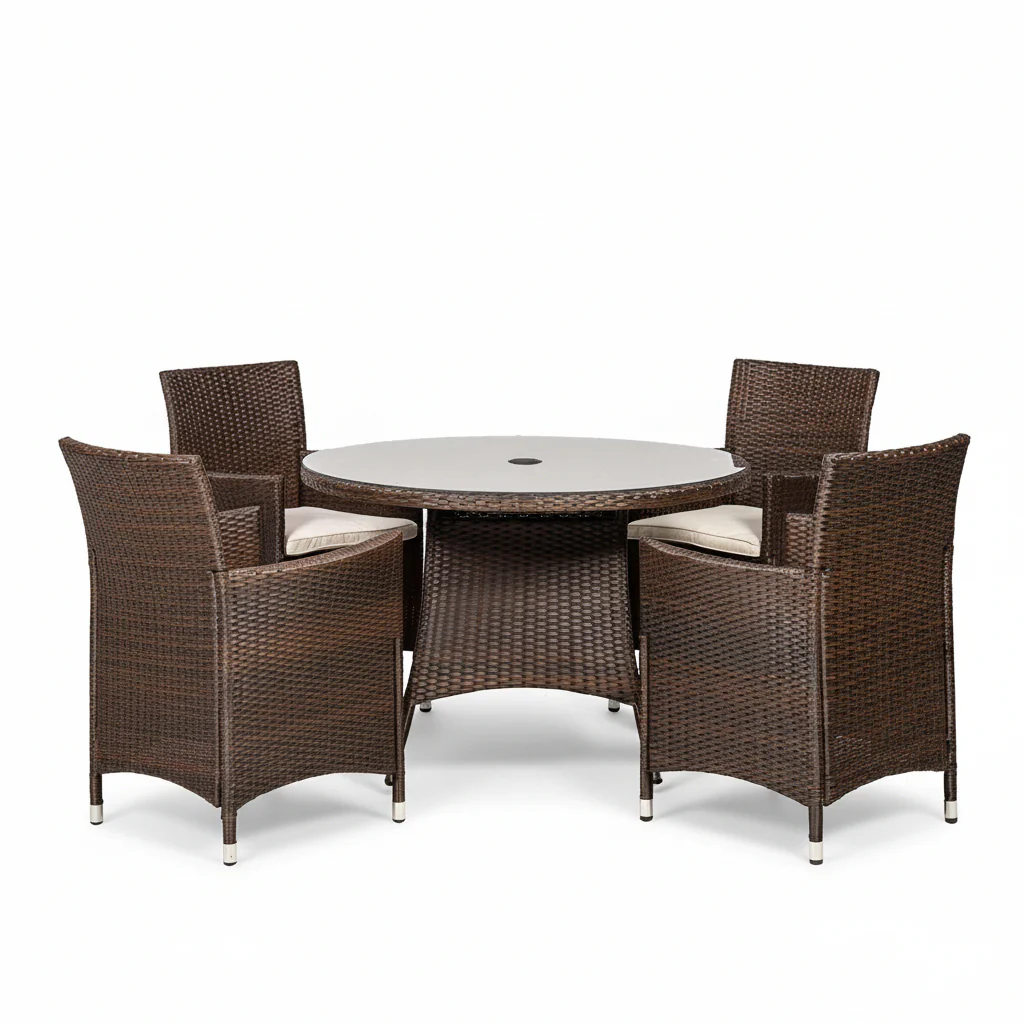 Vada 110cm 4 Seat Rattan Round Dining Set - Image 10