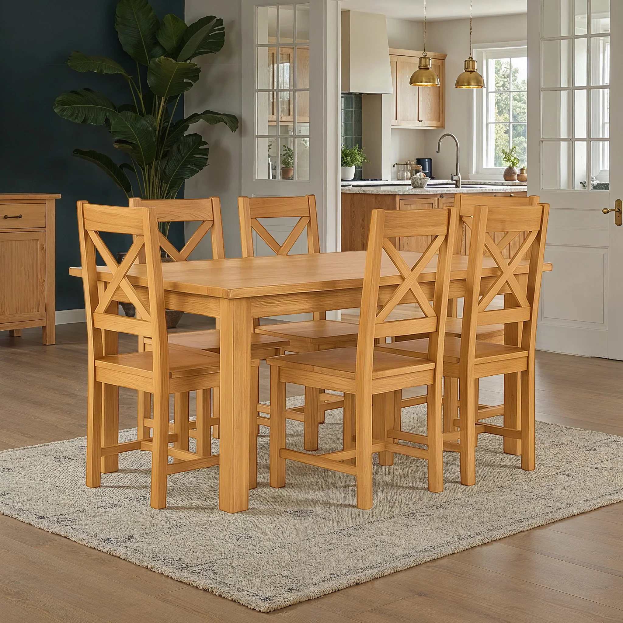 Zelah Oak 150cm Dining Table - Image 2